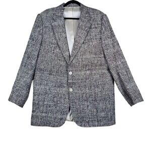 Hunt Valley Tweed Blazer Men's 44L Gray White‎ Textured Sport Coat Jacket